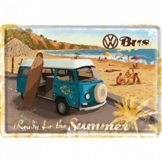 Placa metalica - Volkswagen - Ready for the summer - 10x14 cm