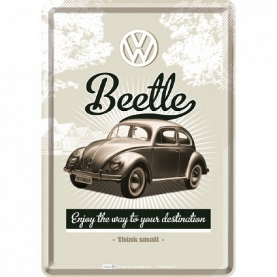 Placa metalica - VW Retro Beetle - 10x14 cm