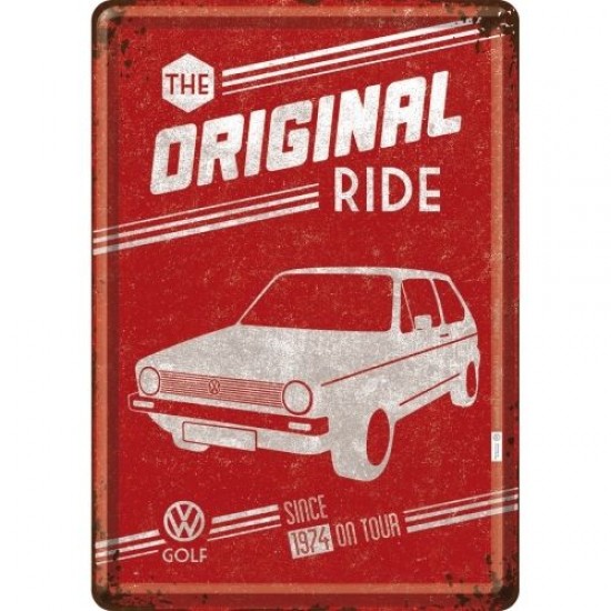 Placa metalica - VW Golf - The Original Ride - 10x14 cm