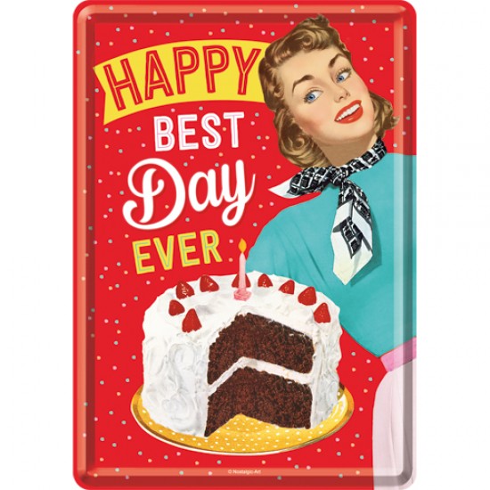 Placa metalica - Happy Best Day - 10x14 cm