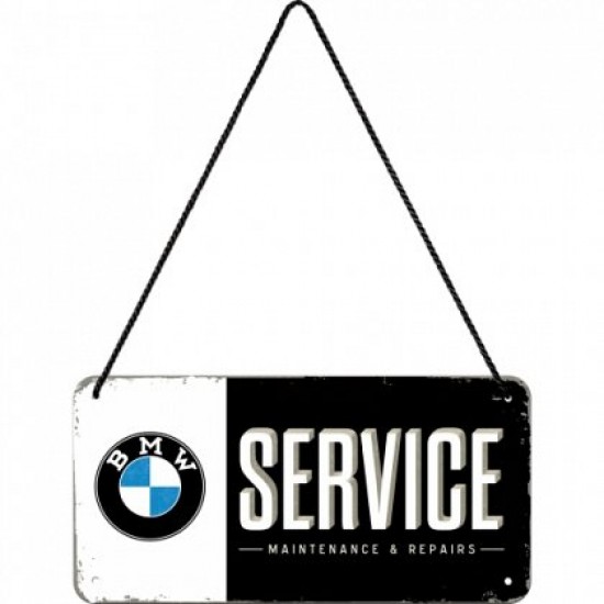 Placa metalica cu snur - BMW Service - 10x20 cm