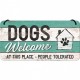 Placa metalica cu snur -Dogs welcome - 10x20 cm