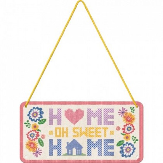 Placa metalica cu snur - Home Sweet Home - 10x20 cm