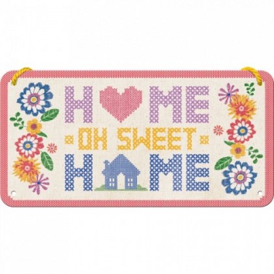 Placa metalica cu snur - Home Sweet Home - 10x20 cm