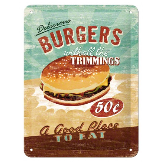 Placa metalica - Burgers - 15x20 cm