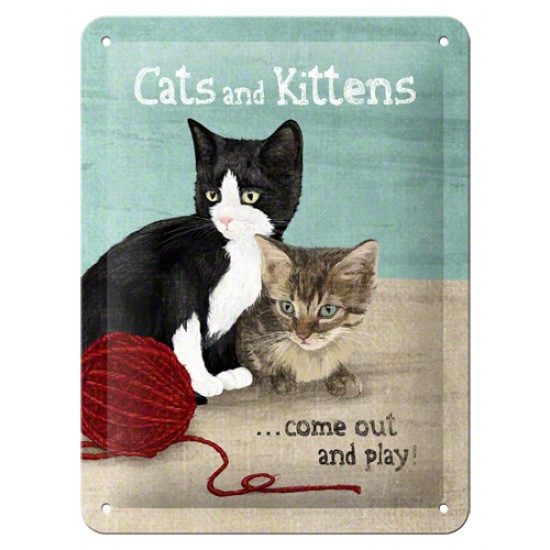 Placa metalica - Cats and Kittens - 15x20 cm