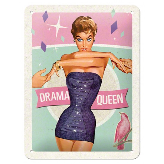 Placa metalica - Drama Queen - 15x20 cm