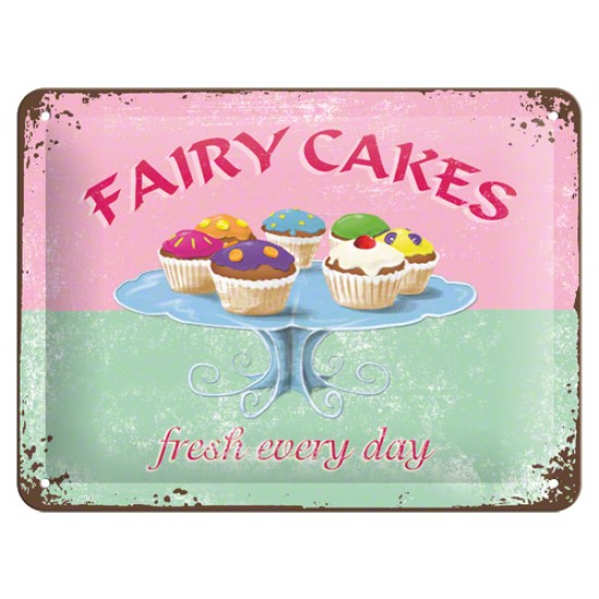 Placa metalica - Fairy Cakes - 15x20 cm