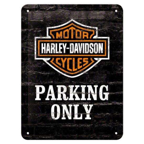 Placa metalica - Harley Davidson Parking Only - 15x20 cm