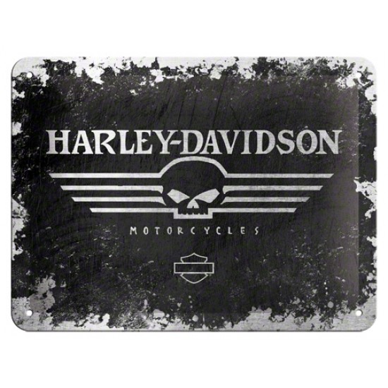 Placa metalica - Harley Davidson Skull Logo - 15x20 cm