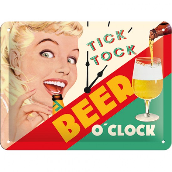 Placa metalica - Beer O'Clock Lady - 15x20 cm