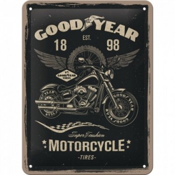Placa metalica - Goodyear Motorcycle - 15x20 cm