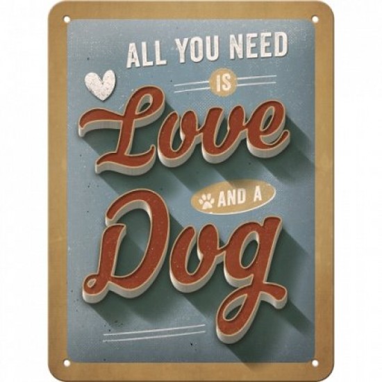 Placa metalica - Love Dog - 15x20 cm