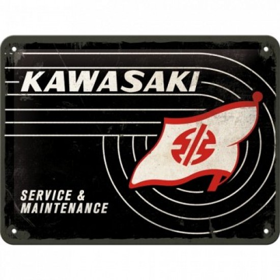 Placa metalica - Kawasaki - Tank Logo - 15x20 cm