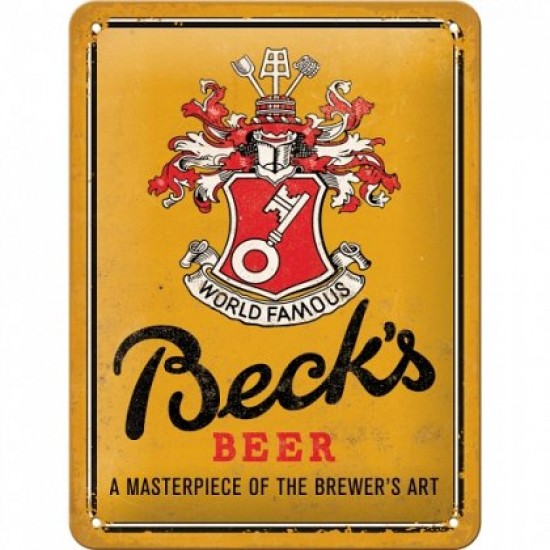 Placa metalica - Becks Yellow - 15x20 cm