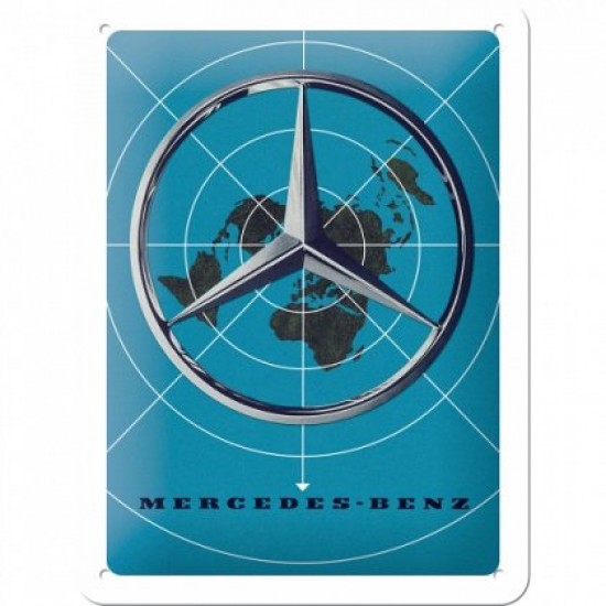 Placa metalica - Mercedes-Benz World map - 15x20 cm