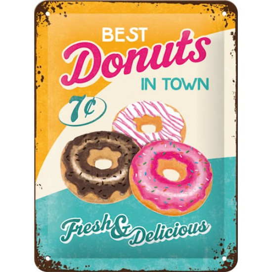 Placa metalica - Best Donuts in Town - 15x20 cm