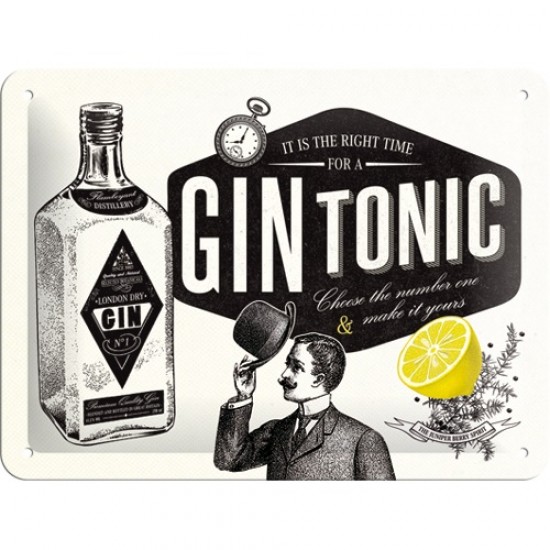 Placa metalica - Gin tonic - 15x20 cm