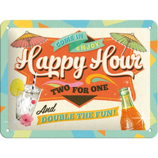 Placa metalica - Happy Hour XM - 15x20 cm