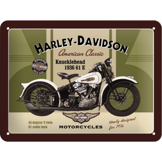 Placa metalica - Harley-Davidson Knucklehead - 15x20 cm