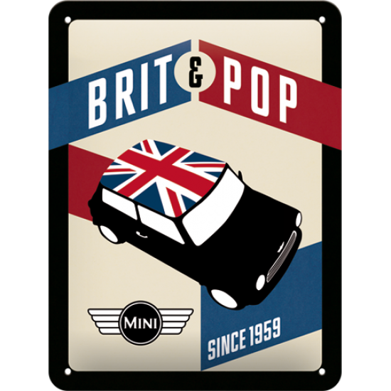 Placa metalica - Mini Cooper - Brit & Pop - 15x20 cm