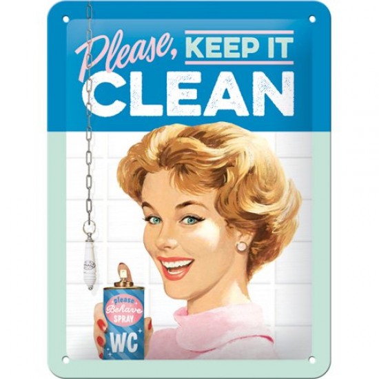 Placa metalica - Please, Keep it Clean - 15x20 cm