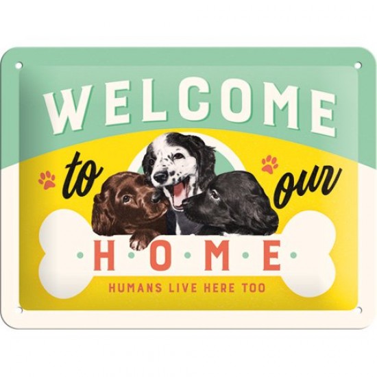 Placa metalica - Welcome to our Home - 15x20 cm