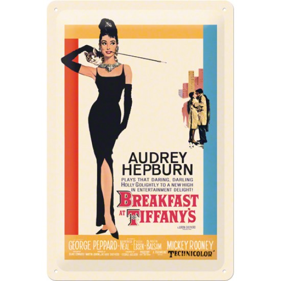 Placa metalica - Audrey Hepburn Breakfast - 20x30 cm