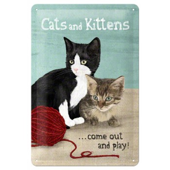 Placa metalica - Cats and Kittens - 20x30 cm