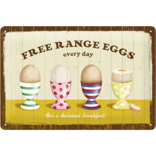 Placa metalica - Free Range Eggs - 20x30 cm