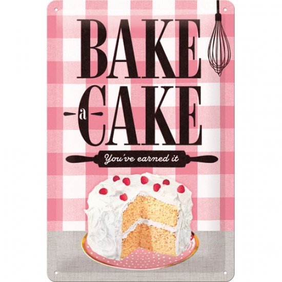 Placa metalica - Bake a Cake - 20x30 cm