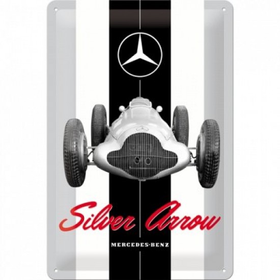 Placa metalica - Mercedes Benz - Silver Arrow - 20x30 cm