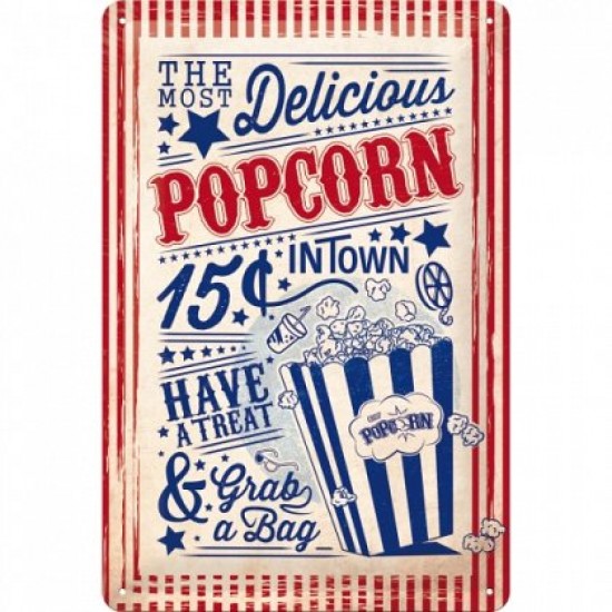 Placa metalica - Popcorn - 20x30 cm