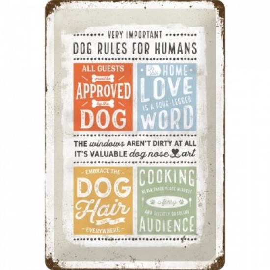 Placa metalica - Dog Rules- 20x30 cm