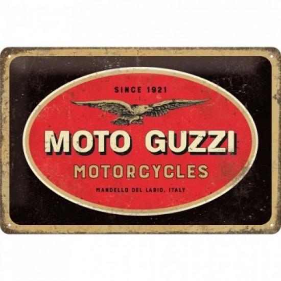 Placa metalica - Moto Guzzi - Logo Motorcycles- 20x30 cm