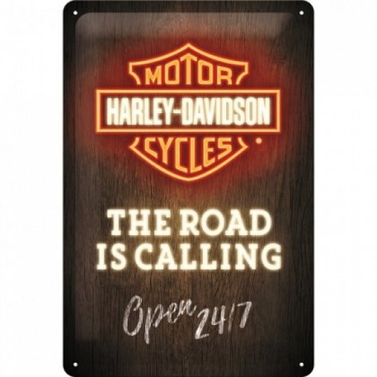 Placa metalica - Harley-Davidson Road is Calling - 20x30 cm