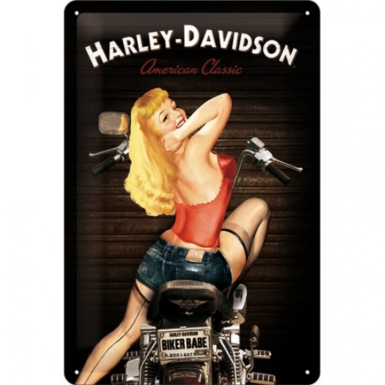 Placa metalica - Harley-Davidson Biker Babe - 20x30 cm