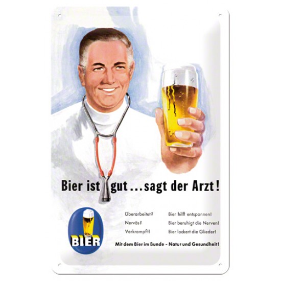 Placa metalica - Beer - Doctor - 20x30 cm