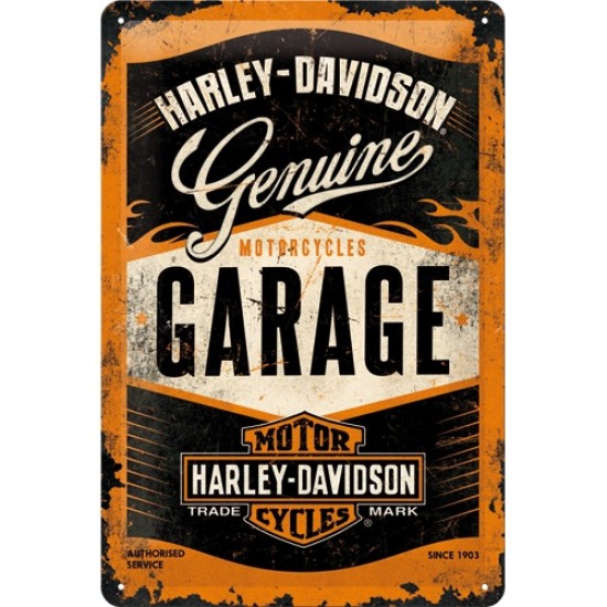 Placa metalica - Harley Davidson - Garage - 20x30 cm