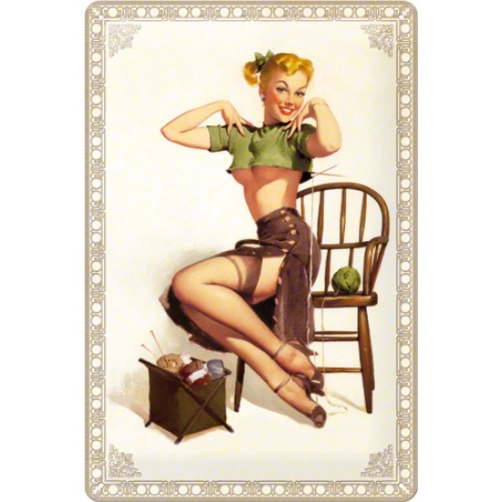 Placa metalica - Pin Up Knitting - 20x30 cm