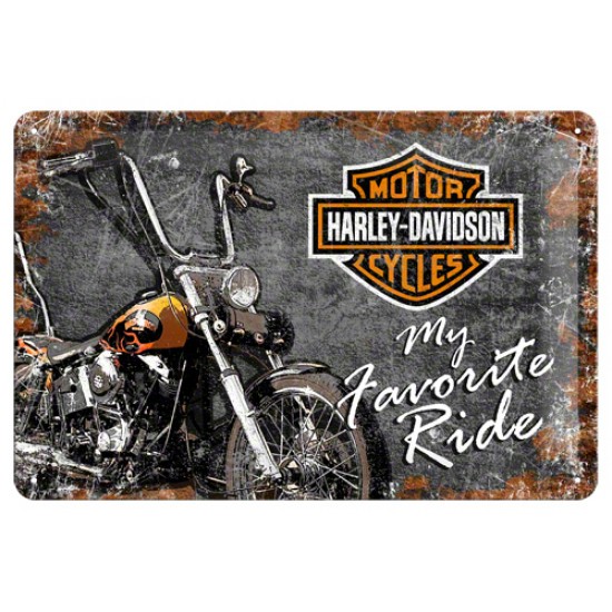 Placa metalica - Harley Davidson Favourite Ride - 20x30 cm