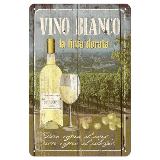 Placa metalica - Vino Blanco - 20x30 cm