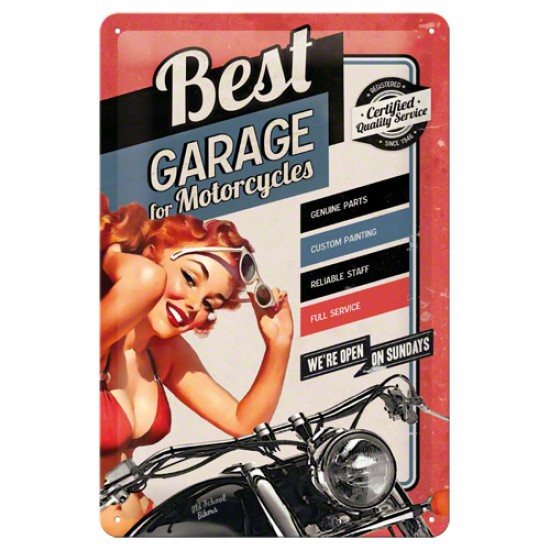 Placa metalica - Best Garage Red - 20x30 cm