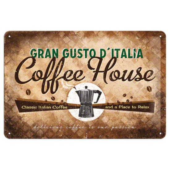 Placa metalica - Coffee House - 20x30 cm