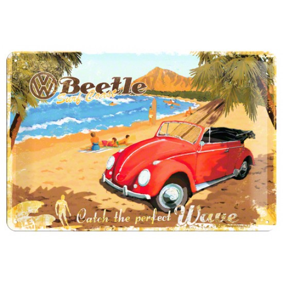 Placa metalica - VW Ready for the beach - 20x30 cm