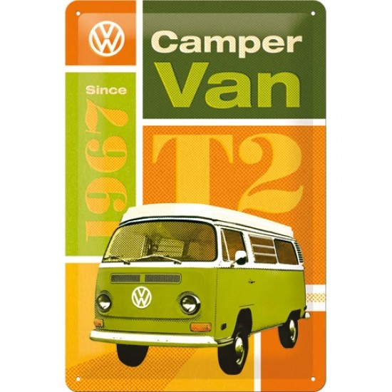 Placa metalica - VW T2 Camper Van - 20x30 cm