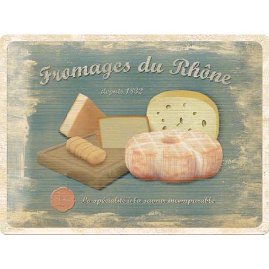 Placa metalica - Fromages du Rhone - 30x40 cm