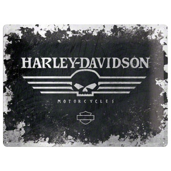 Placa metalica - Harley Davidson Skull Logo - 30x40 cm