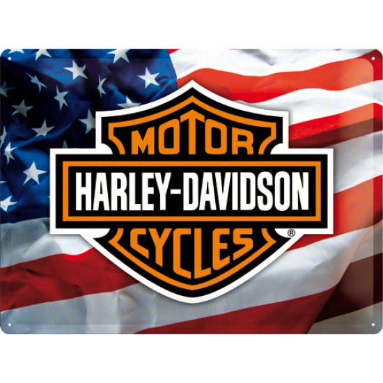 Placa metalica - Harley Davidson USA Logo - 30x40 cm