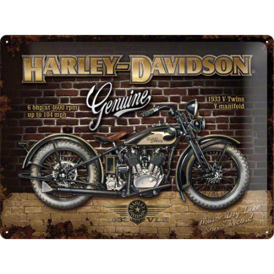 Placa metalica - Harley Davidson Brick Wall - 30x40 cm